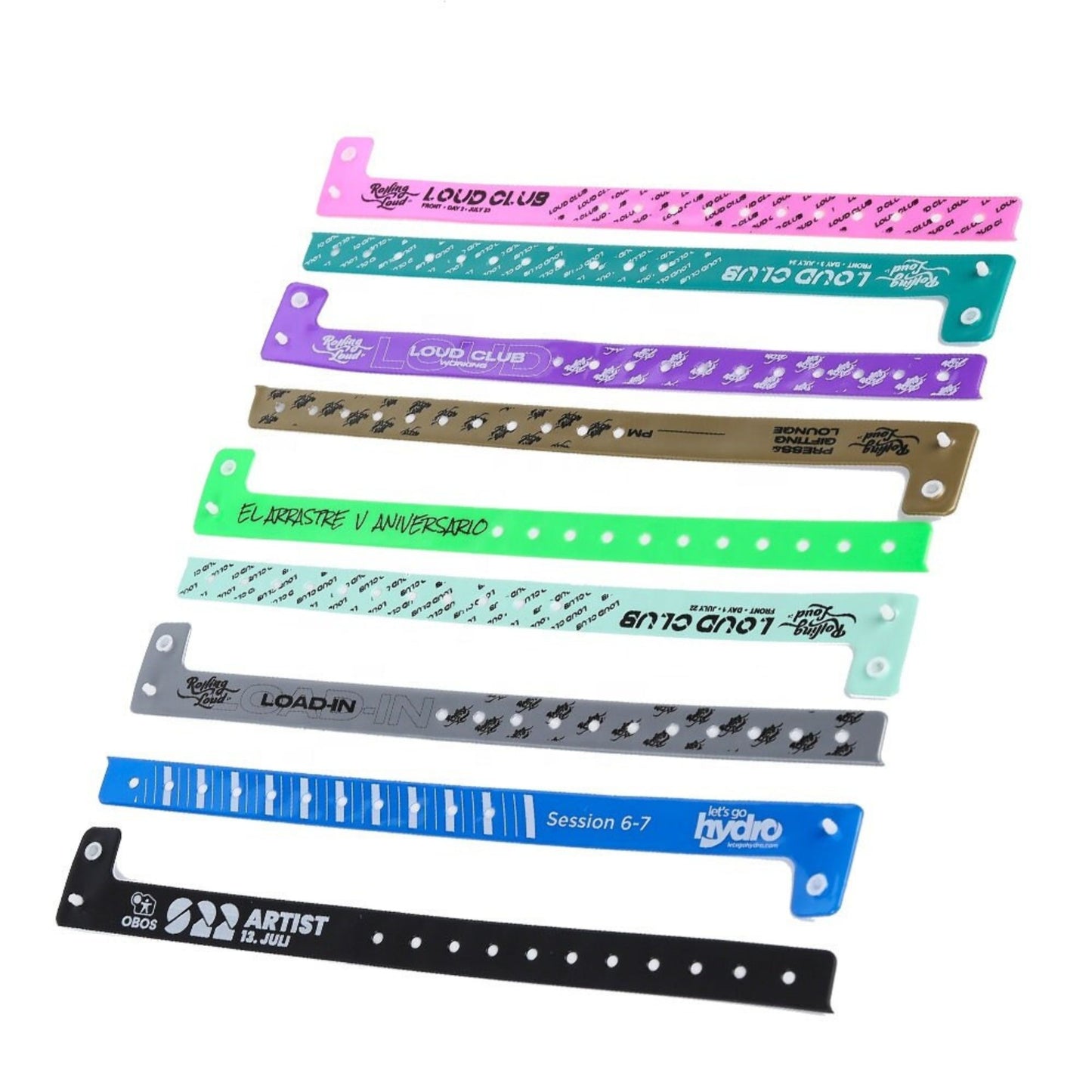 Custom Logo printed L Shaped PVC Plastic Wristbands Waterproof Customizable Bracelets One Time Use Patient ID Wristbands