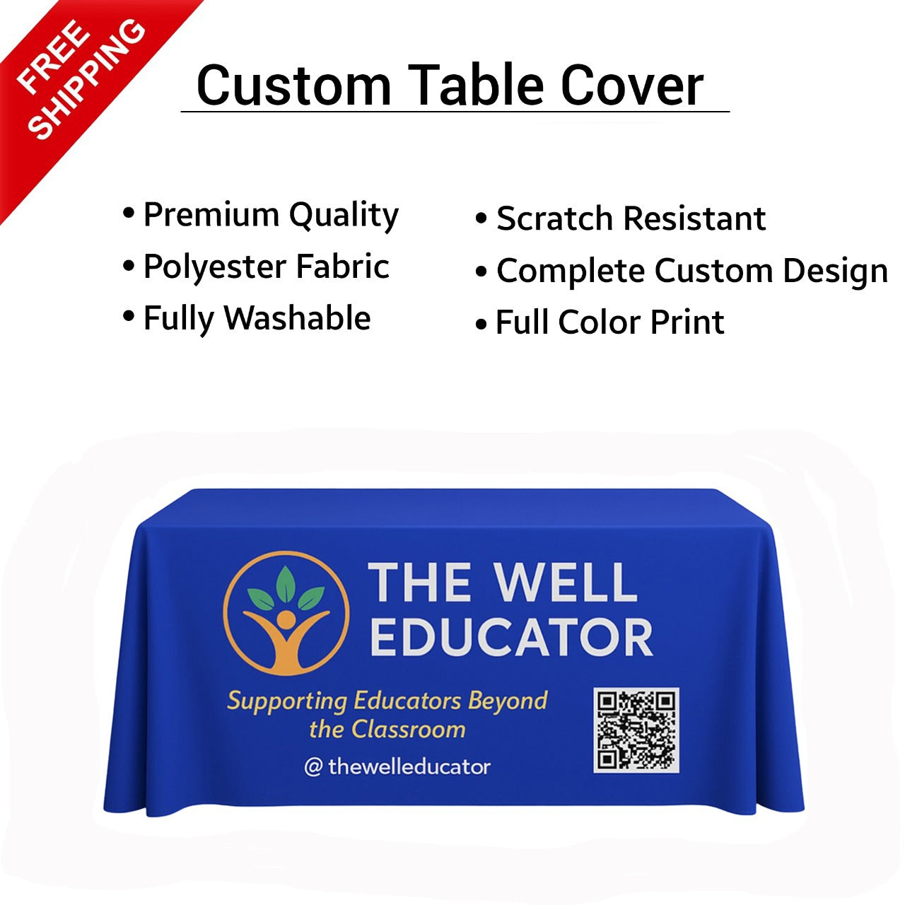 Custom Personalized Table Throw with your Logo for Trade Show Pop Up Shop Display