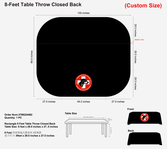 Custom Table Throw 8ft (Custom Size)