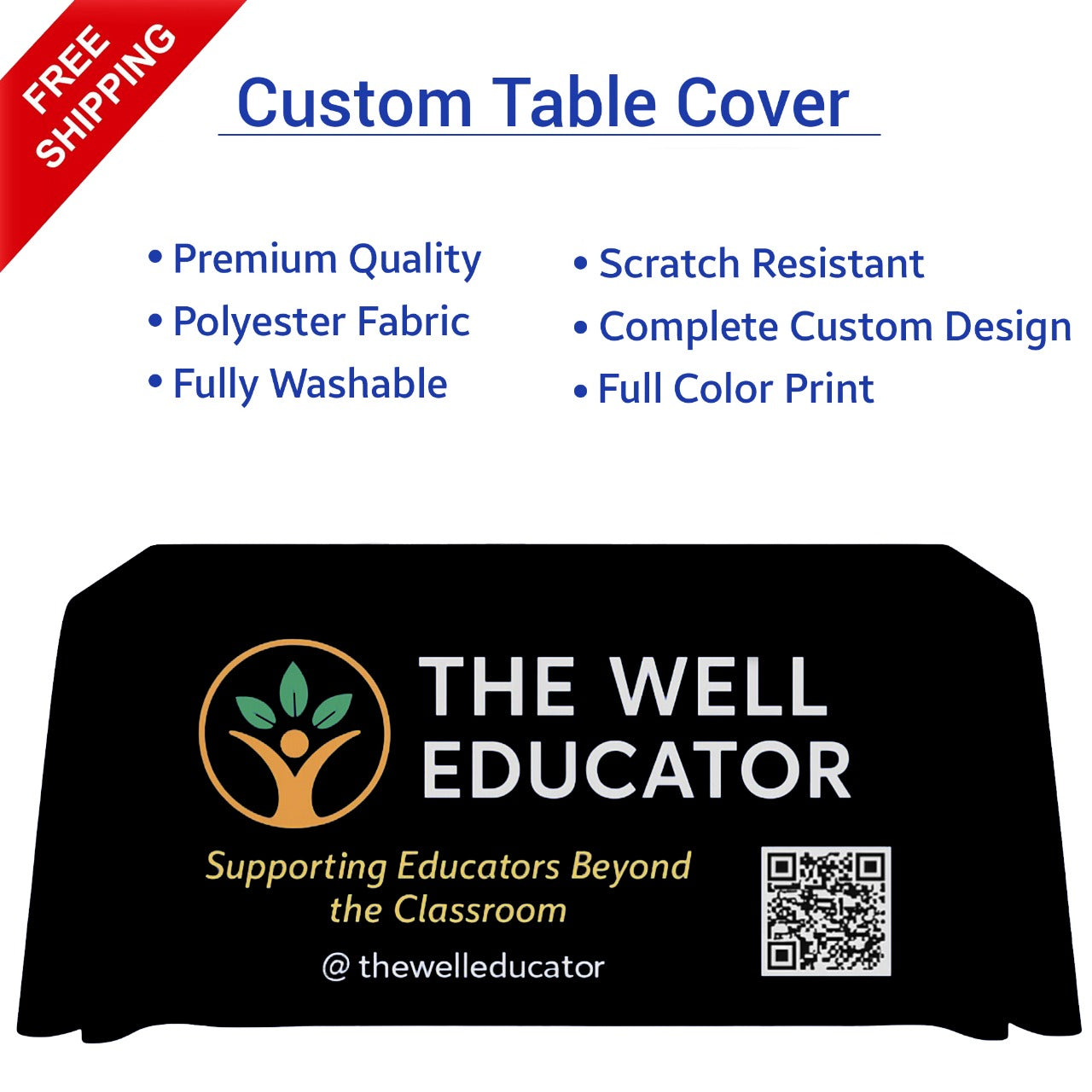 Custom Logo Tablecloth for Trade Show Pop Up Shop Craft Shows Wedding Banquet Vendor events