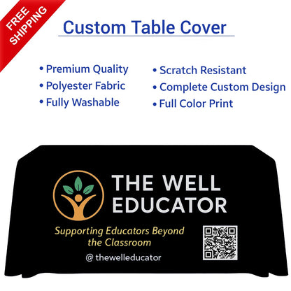 Custom Logo Tablecloth for Trade Show Pop Up Shop Craft Shows Wedding Banquet Vendor events