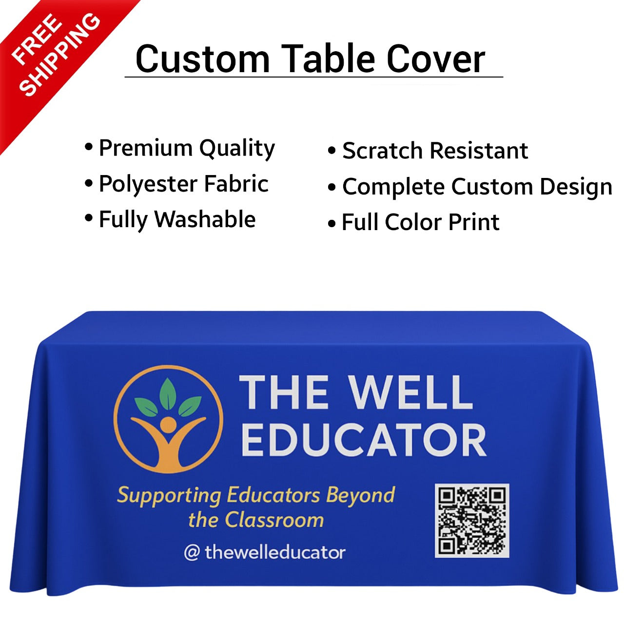 Personalized Table Throw with your Logo for Trade Show Pop Up Shop Banquet Vendor events