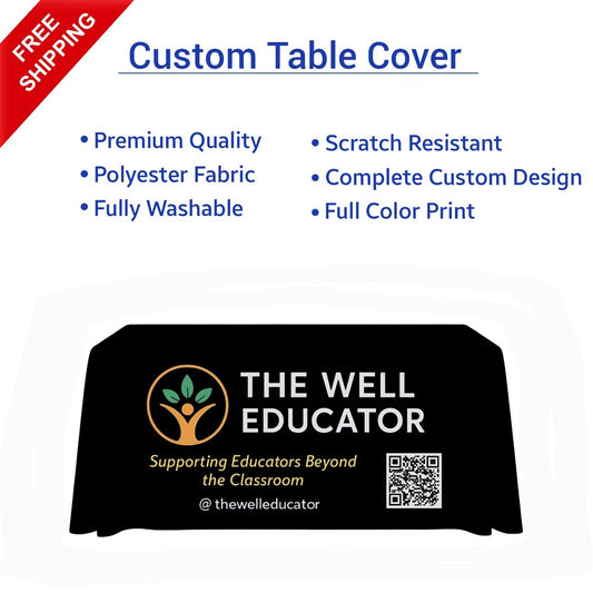 Custom Logo Tablecloth for Trade Show Pop Up Shop Craft Shows Wedding Banquet Vendor events