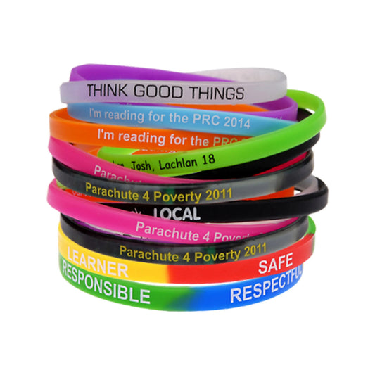 Custom Slim Silicone Wristband for Events Fundraising Awareness Support